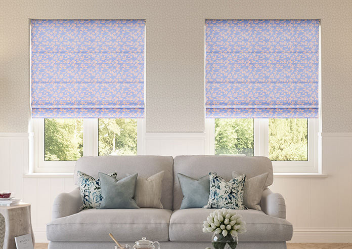 Oak Leaves Velvet, Periwinkle - Twist&Fit Roman Blind - Image 3